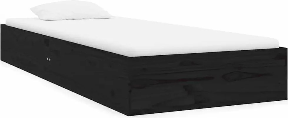 vidaXL Small Single fekete tömör fa ágykeret 75 x 190 cm