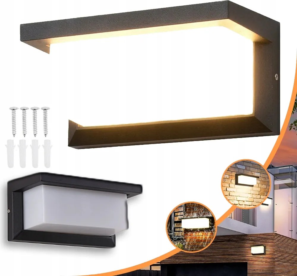 18W Automata Kültéri Fali Lámpa Mozgásérzékelővel,meleg Fény