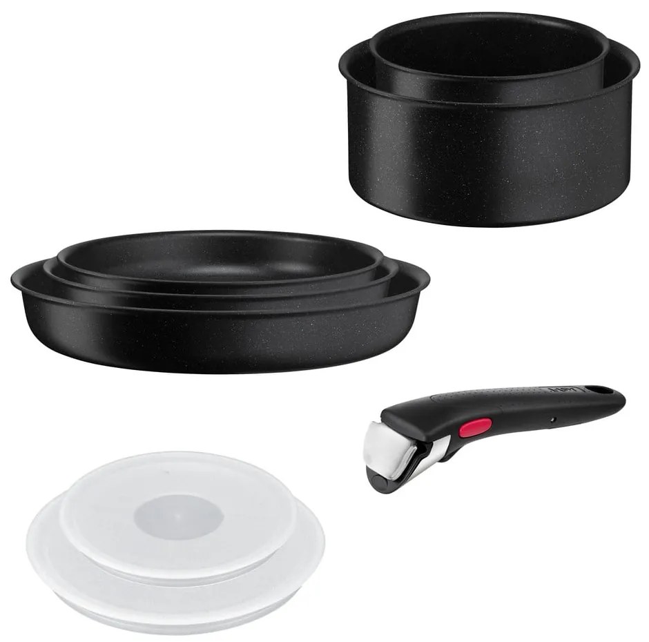 Alumínium edény készlet 8 db-os INGENIO Black stone L3998802 – Tefal