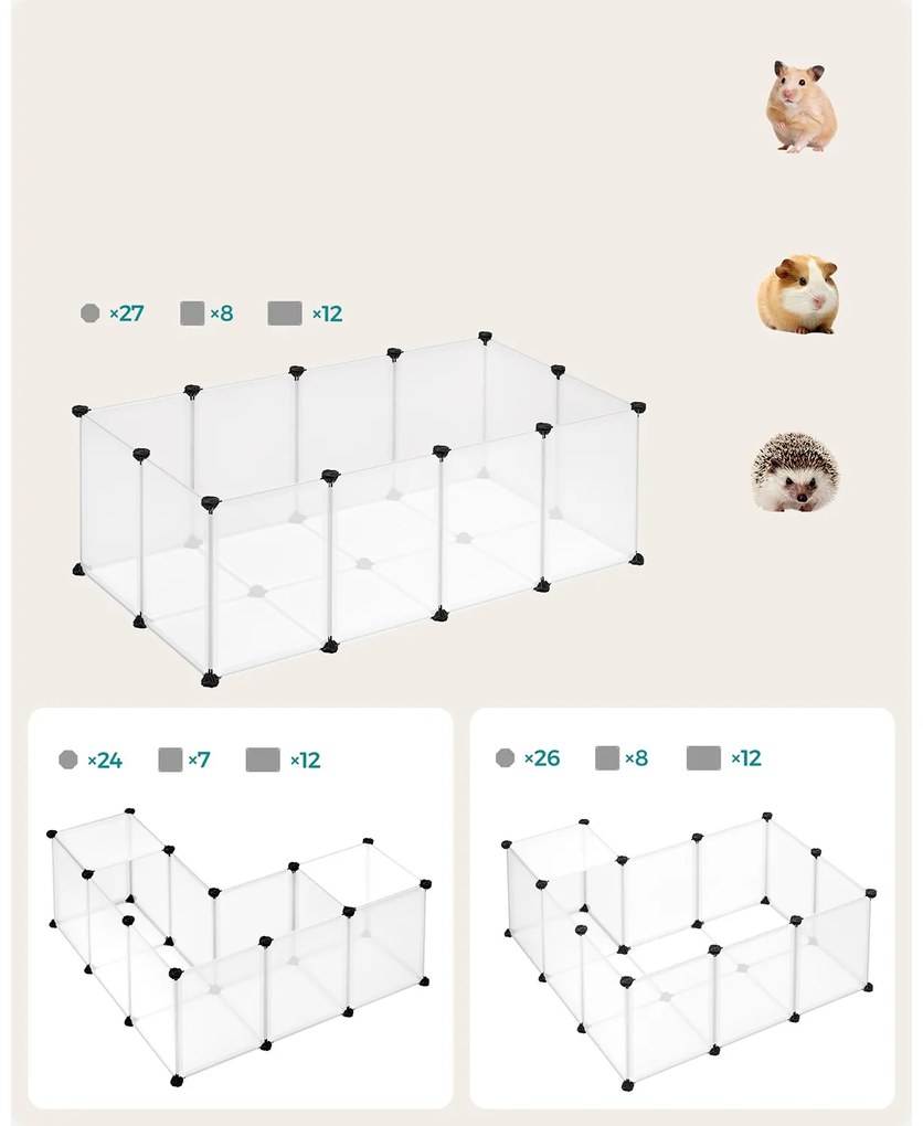 BEN átlátszó műanyagból készült kisállat ketrec, 125x63x42 cm, átlátszó SongmicsHome