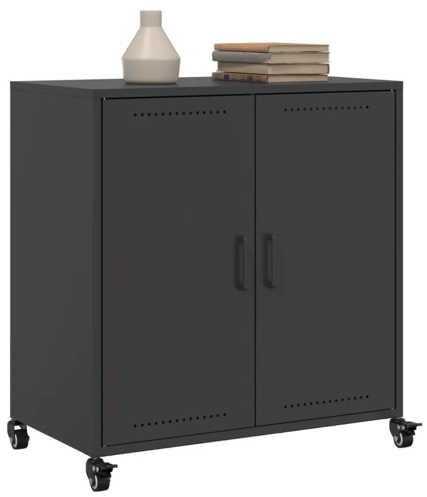 fekete acél tálalószekrény 68x39x72 cm