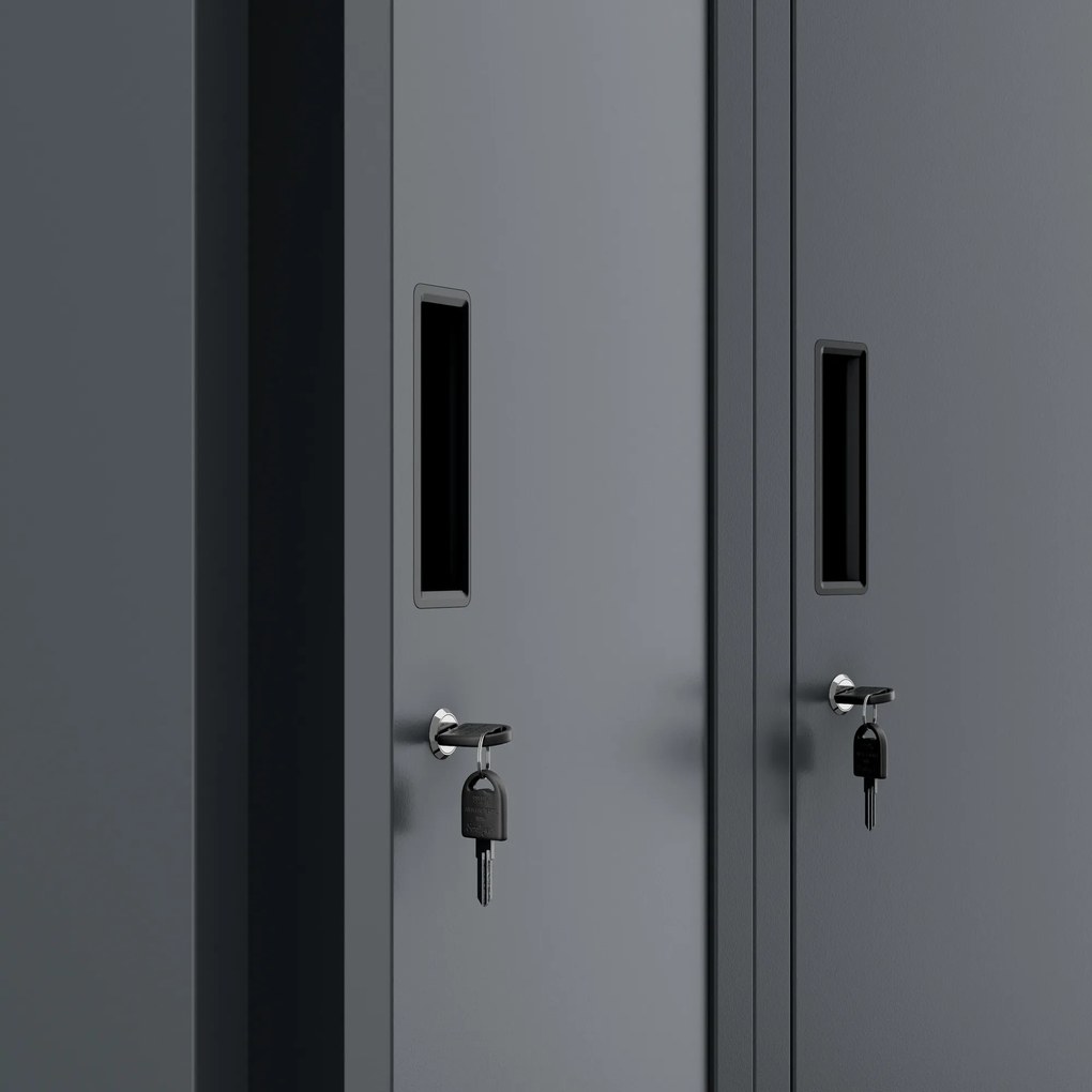 Fém kétrekeszes munkavállalói szekrény antracit: KACPER II, 600 x 1800 x 500 mm