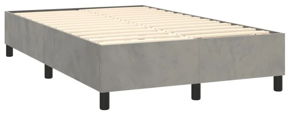 világosszürke bársony rugós ágy matraccal 120 x 200 cm