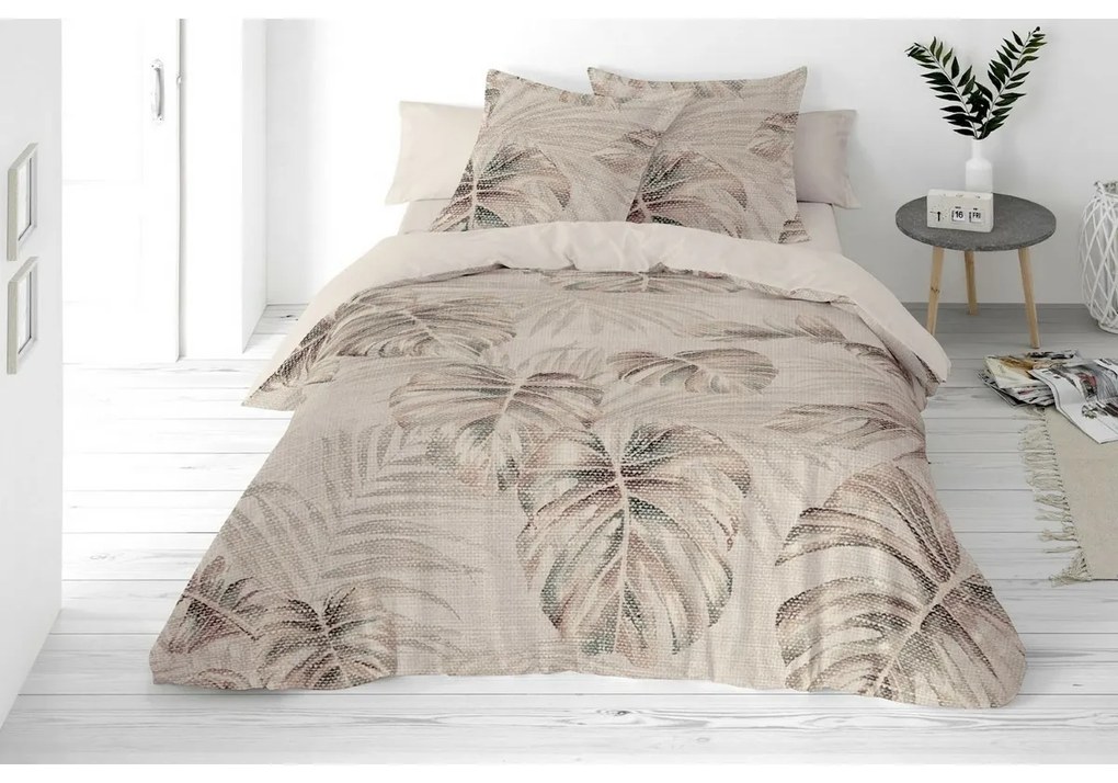 Monstera pamut és len keverékből készült ágyneműhuzat, 220 x 200 cm, 2x 70 x 80 cm