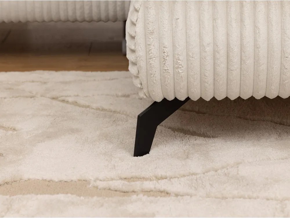 Krémszínű kordbársony sarokkanapé (jobb oldali-L alakú) Marbeya – Ropez