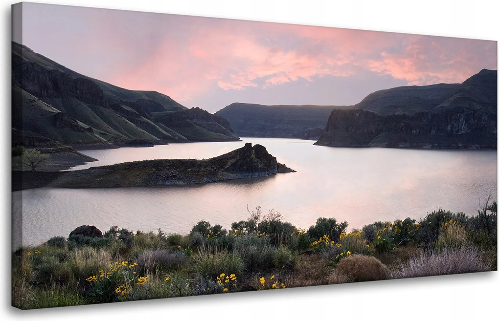 Vászonkép Természet Hegyek Víz Ég Virágok Növények 80x40