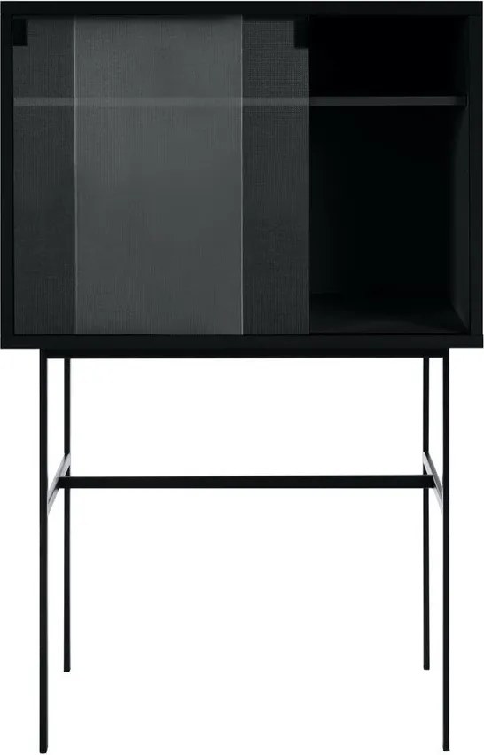 Fekete tálalószekrény tolóajtóval 70x109x40 cm Lekko – noo.ma