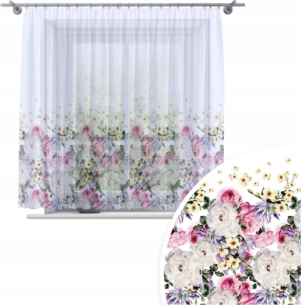 Függöny Kész Fátyol 200X150 Festett Mintás Béka Szalag Függöny 010