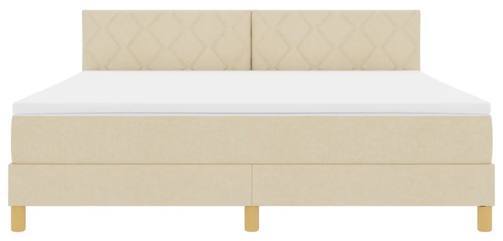 Boxspring Ágy Matraccal és LED-del Krém 180x200 cm Szövet