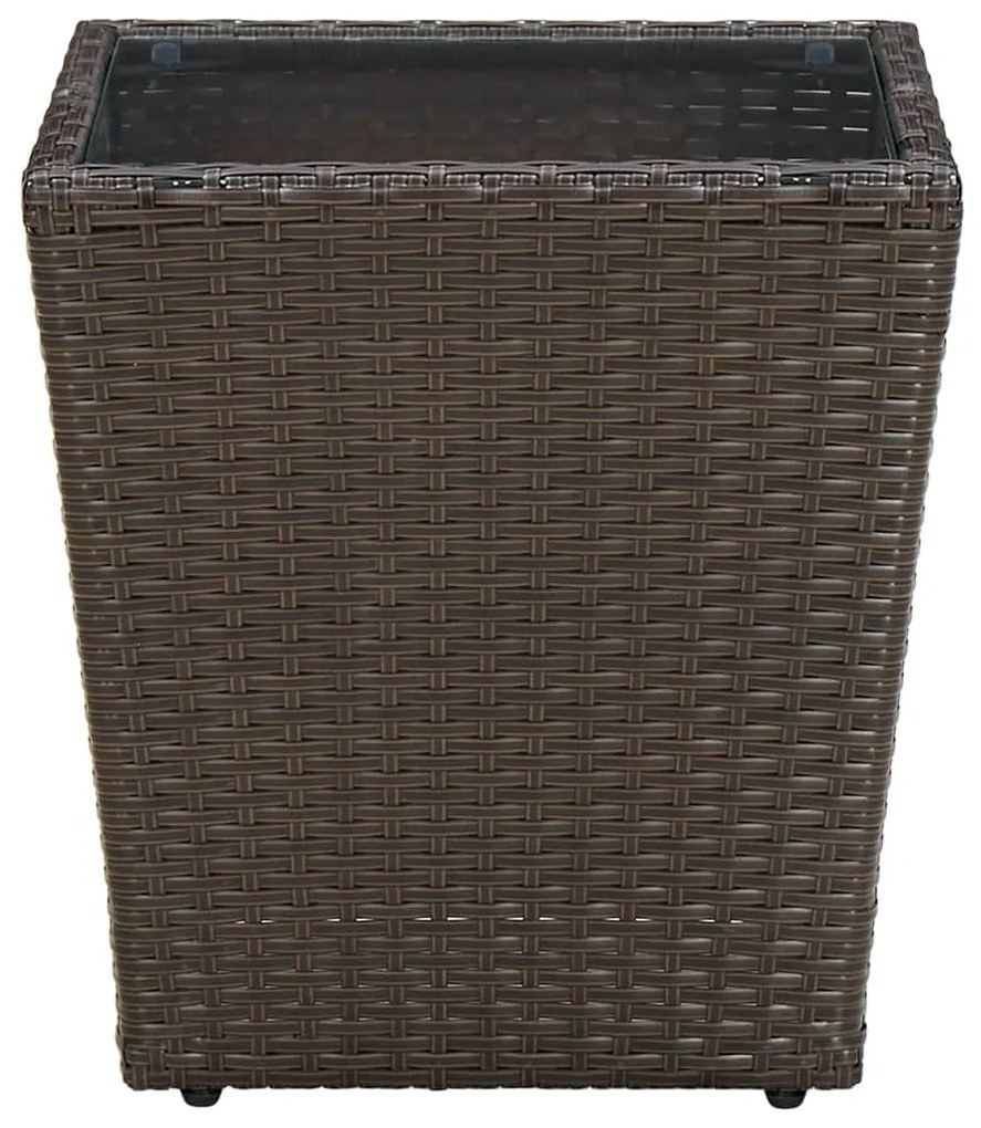 vidaXL barna polyrattan és edzett üveg dohányzóasztal 41,5x41,5x44 cm