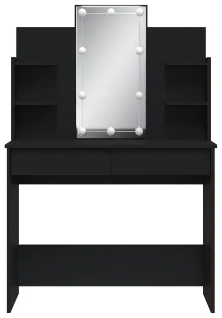 fekete fésülködőasztal LED-del 96x40x142 cm