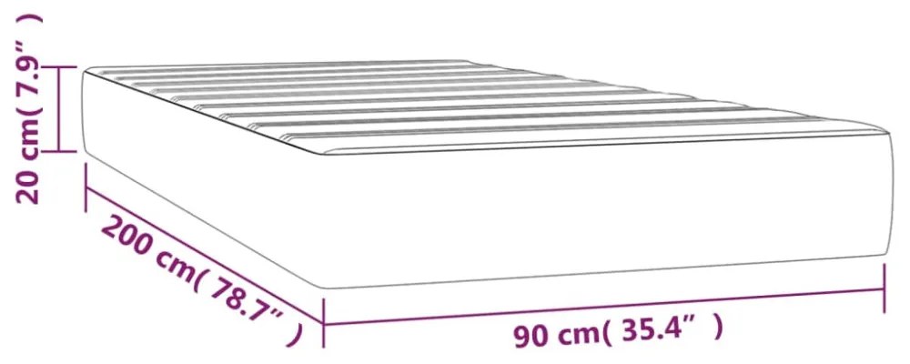 sötétkék bársony zsebrugós ágymatrac 90x200x20 cm