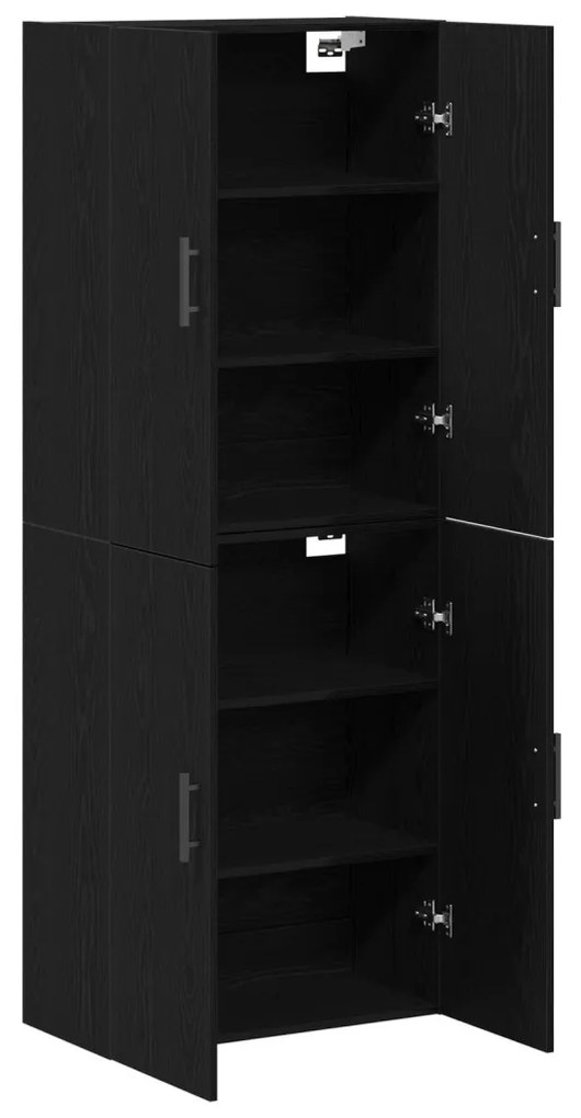2 db Szekrény Fekete Tölgy 69,5x34x180 cm Műanyag Fa