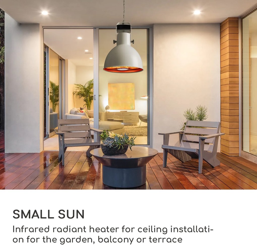 Blumfeldt Heatbell Celling Smart, infravörös terasz hősugárzó, IPX4, 800/1200/2000 W, outdoor