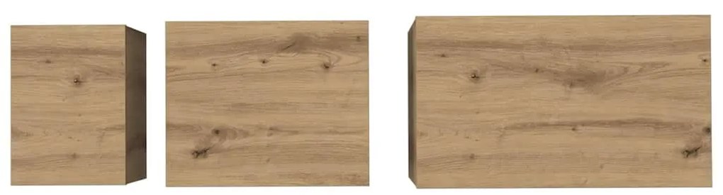 Fészkelt Kávézó Asztal 3 pcs kézműves tölgy 60 x 35 x 56 cm