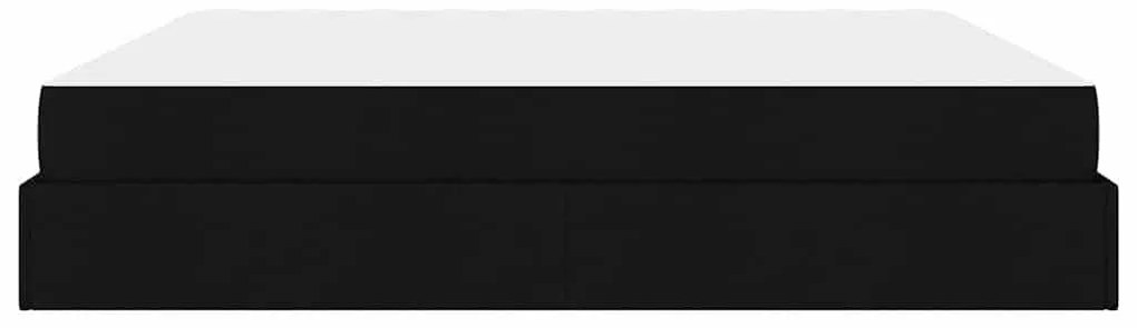 Ágykeret tárolóval Fekete 200 x 200 cm szövet