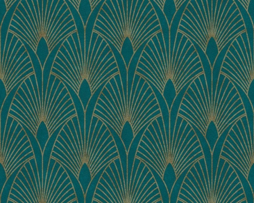 Vinyl fali tapéta zöld art deco geometrikus modern a nappaliba