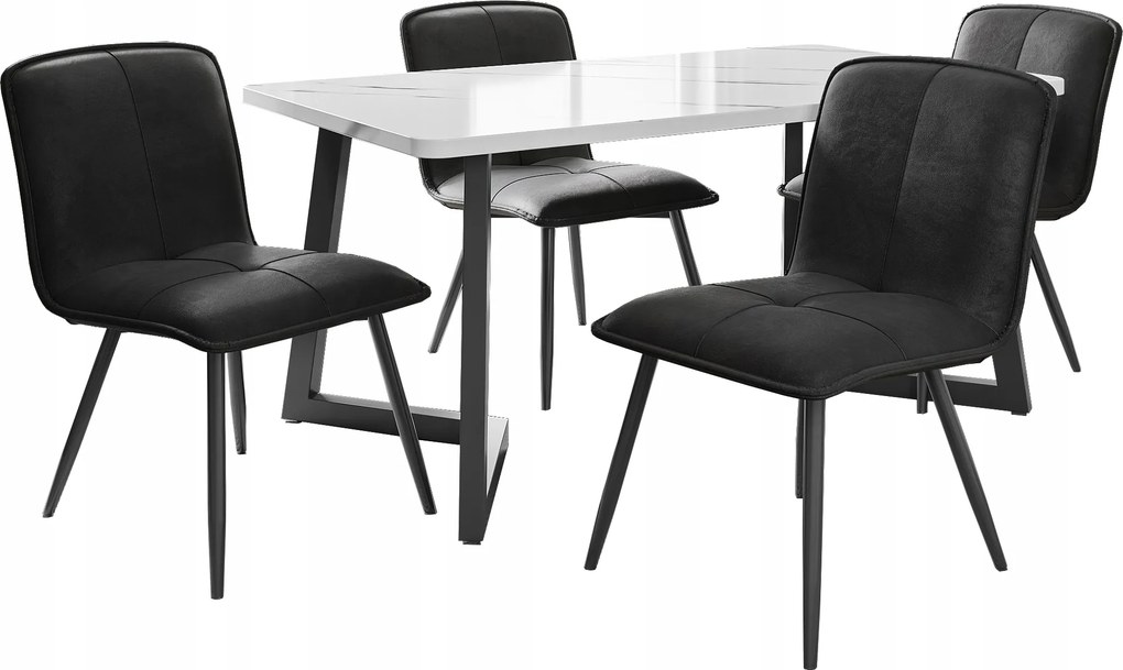 Étkezőasztal szett 5 db-os, Étkezőasztal 4 székkel fekete