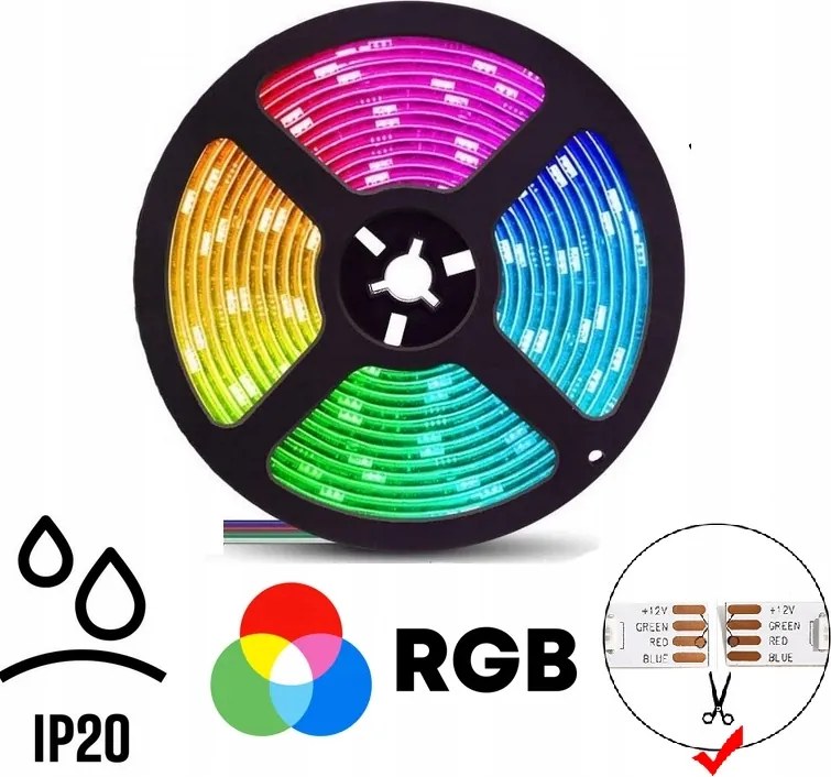 Rgb szalag 300 Led 5050 Smd 14,4W/m IP20 Színes