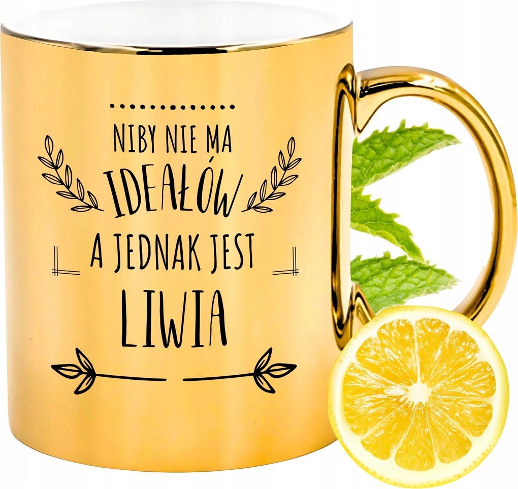 Prémium Arany Csillogó Bögre Líviának Ajándék Nyomtatott Fotóval