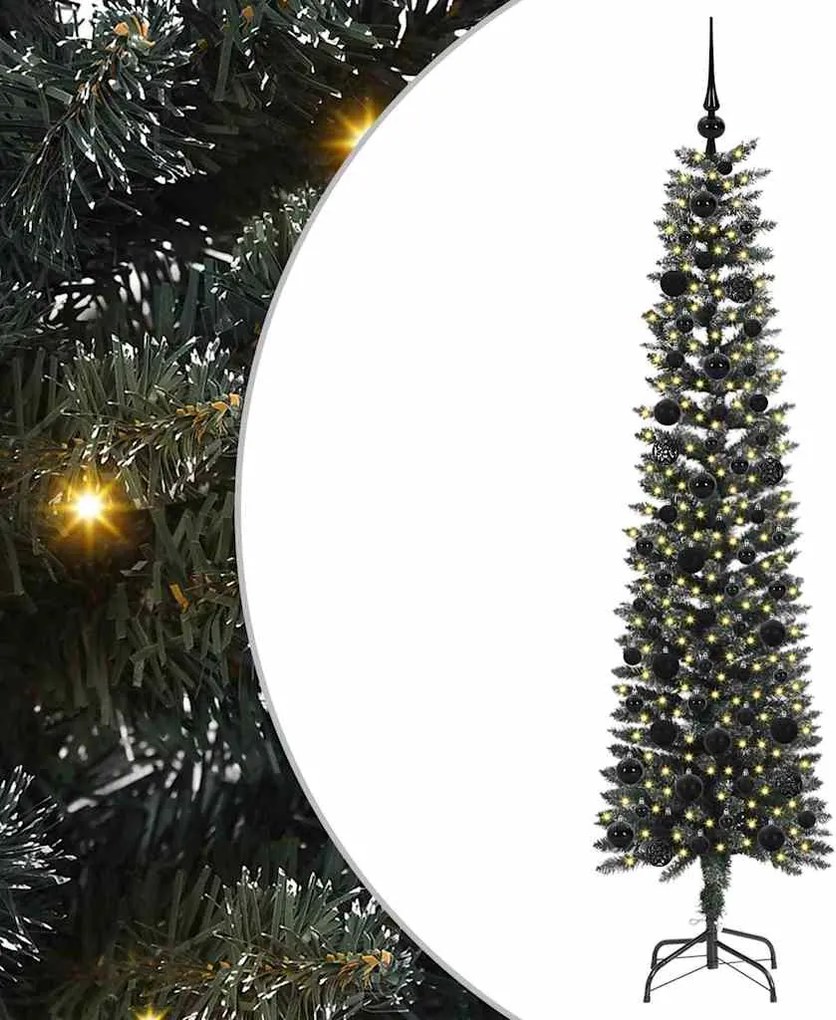 vidaXL Mű karácsonyfa 300 LED-del Zöld 180 cm PVC és Műanyag és Acél