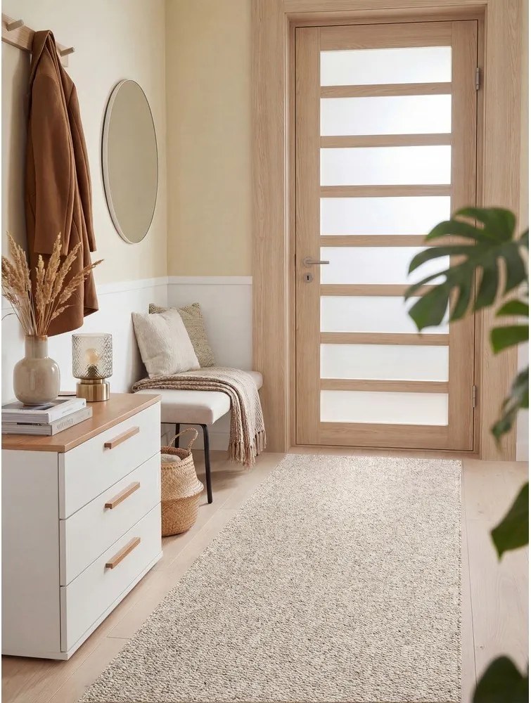 Szürke-krémszínű mosható futószőnyeg 80x240 cm Rocco Dark Cream – Elle Decoration