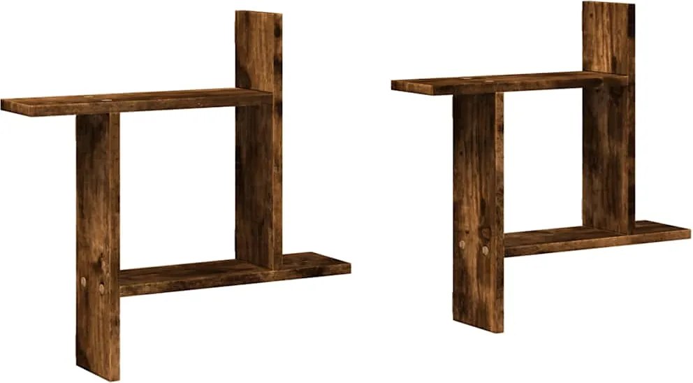 vidaXL 2 db füstös tölgy színű szerelt fa fali polc 50 x 12 x 50 cm
