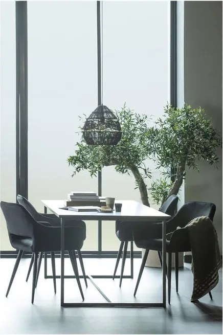 Fekete kárpitozott karfás étkezőfotel szett 2 db-os Jelle – WOOOD