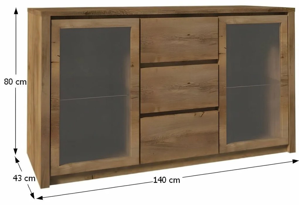 MONTANA K2D komód, Lefkas tölgy