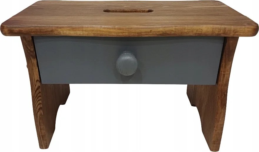 Dió Színű Etetőszék Szürke Fiókkal Zsámoly Szék