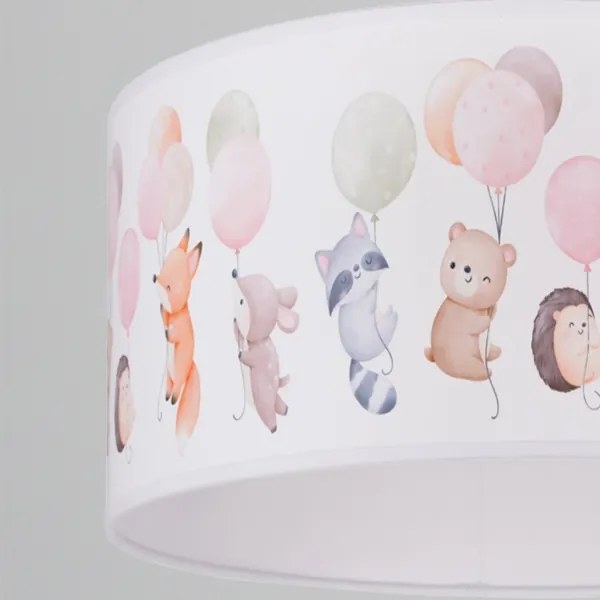 Brilagi - LED gyerek csillár zsinórral BOBO 1xE27/60W/230V Ø 35 cm fehér/állatkás