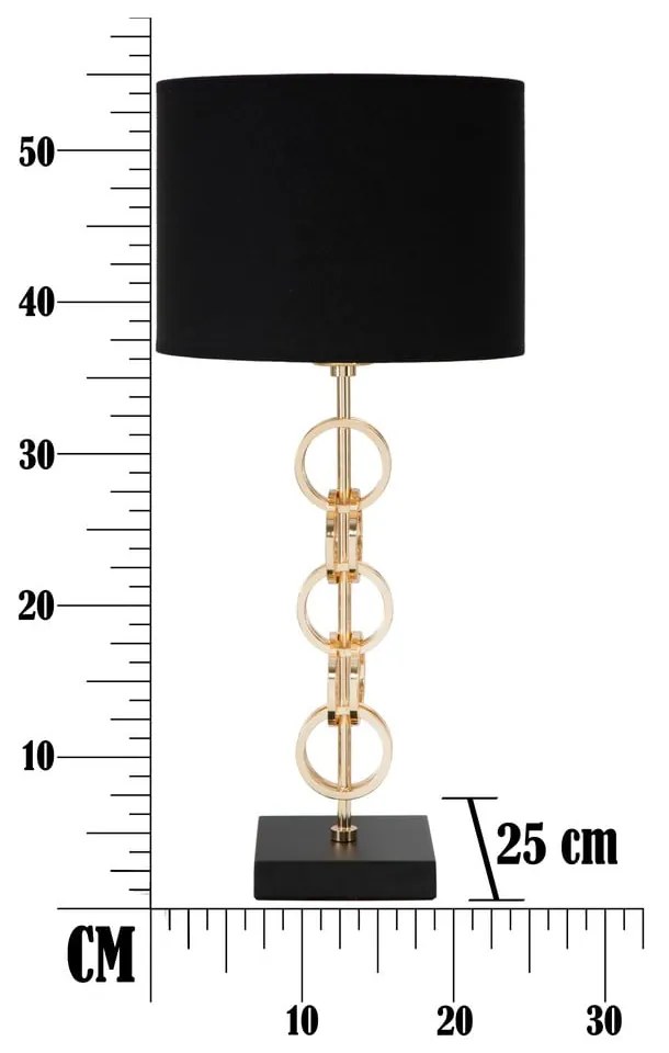 Glam Rings fekete-aranyszínű asztali lámpa, magasság 54,5 cm - Mauro Ferretti