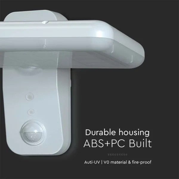 LED Napelemes érzékelős fali lámpa LED/15W/3,2V 4000K/6000K IP65 fehér