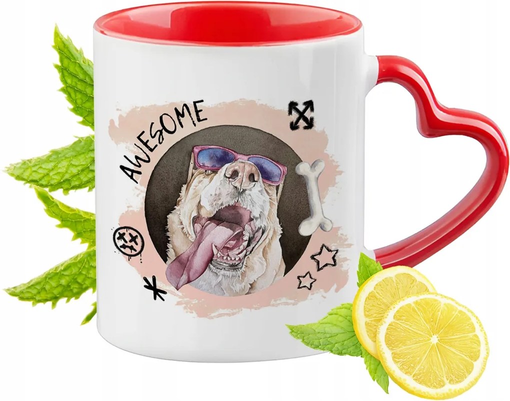 Kutya Kutyás Bögre Piros Szív Alakú Füllel Ajándék