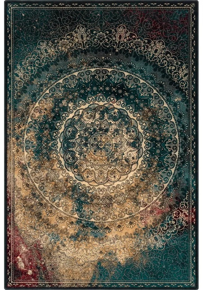 Petróleumkék gyapjú szőnyeg 133x180 cm Ann – Agnella