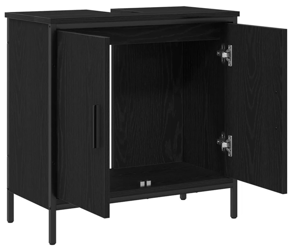 Fürdőszobai Mosdószekrény Fekete Tölgy 60x30x60 cm Műszaki Fa