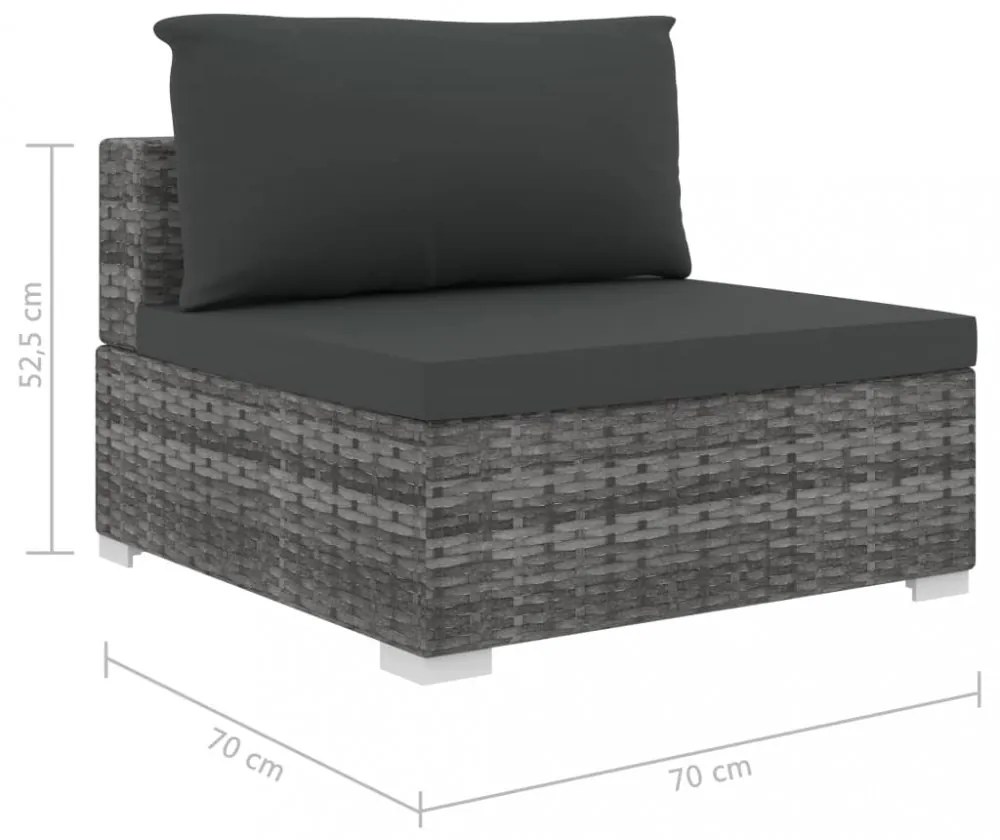 6 részes szürke polyrattan kertibútor-garnitúra párnákkal