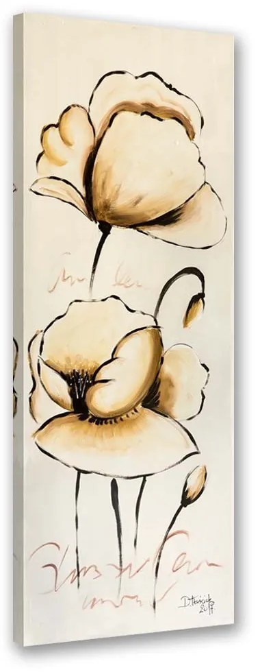 Gario Vászonkép Sárga festett virágok Méret: 50 x 150 cm