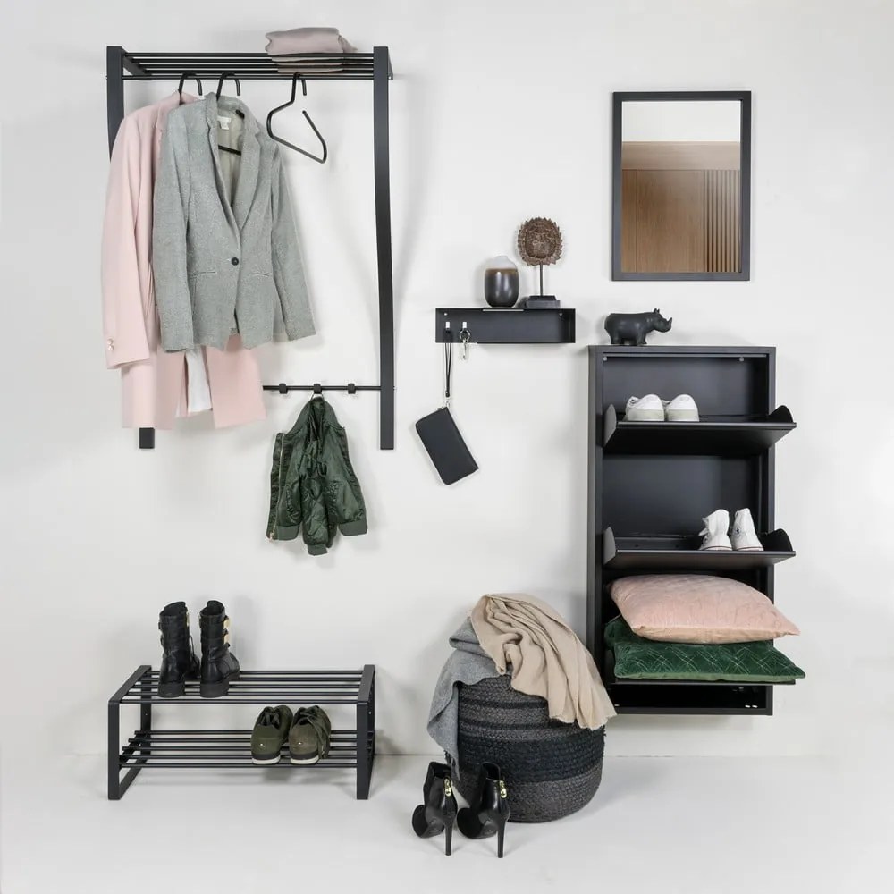 Fekete fém fali fogas polccal 75 cm Carve – Spinder Design