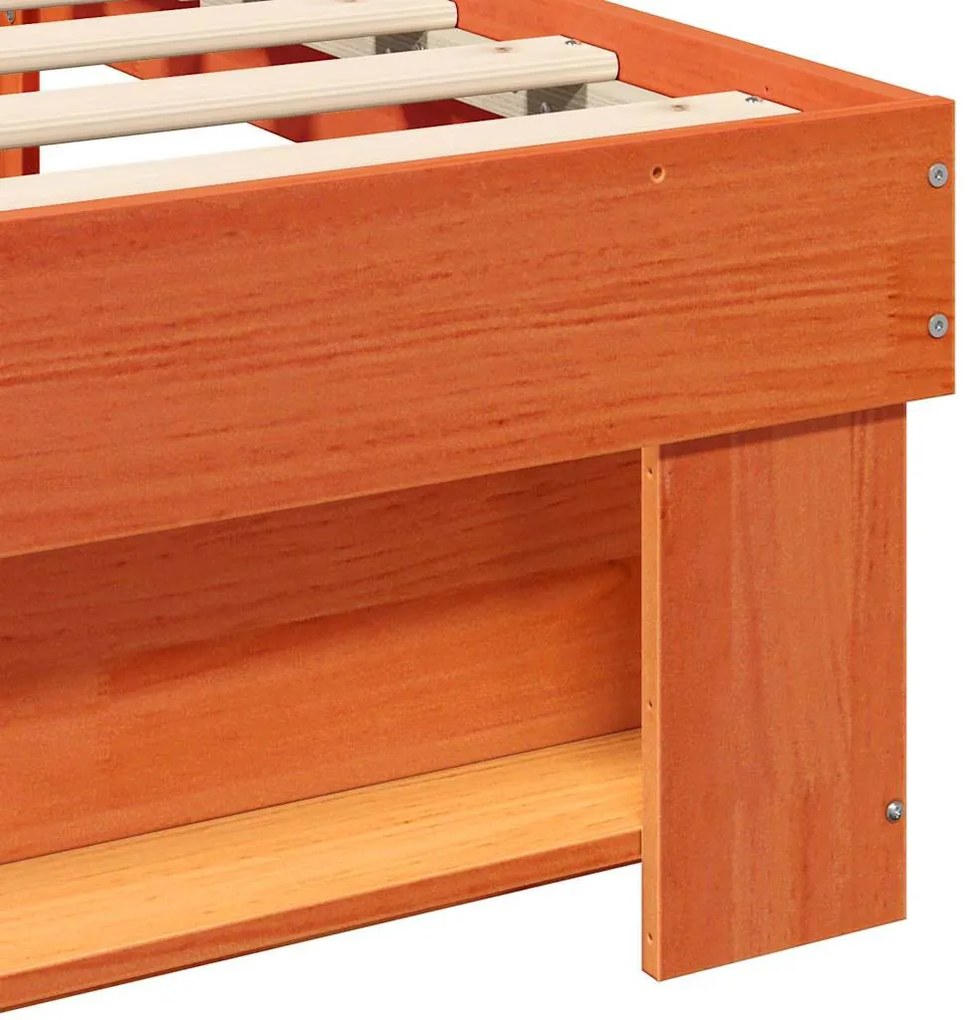 vidaXL Ágykeret fejtámlával Viaszbarna 140 x 200 cm Tömör fenyőfa