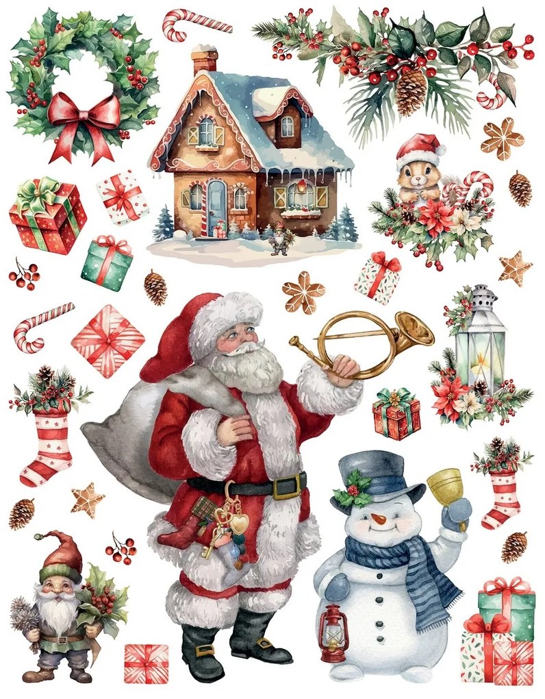 Santa Claus karácsonyi matricák, 33 x 50 cm