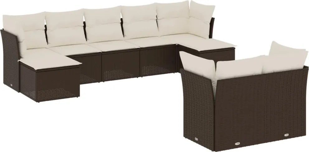 vidaXL 9 részes barna polyrattan kerti ülőgarnitúra párnákkal