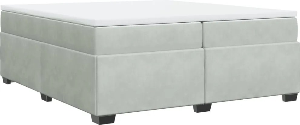 vidaXL világosszürke bársony rugós ágy matraccal 200x200 cm