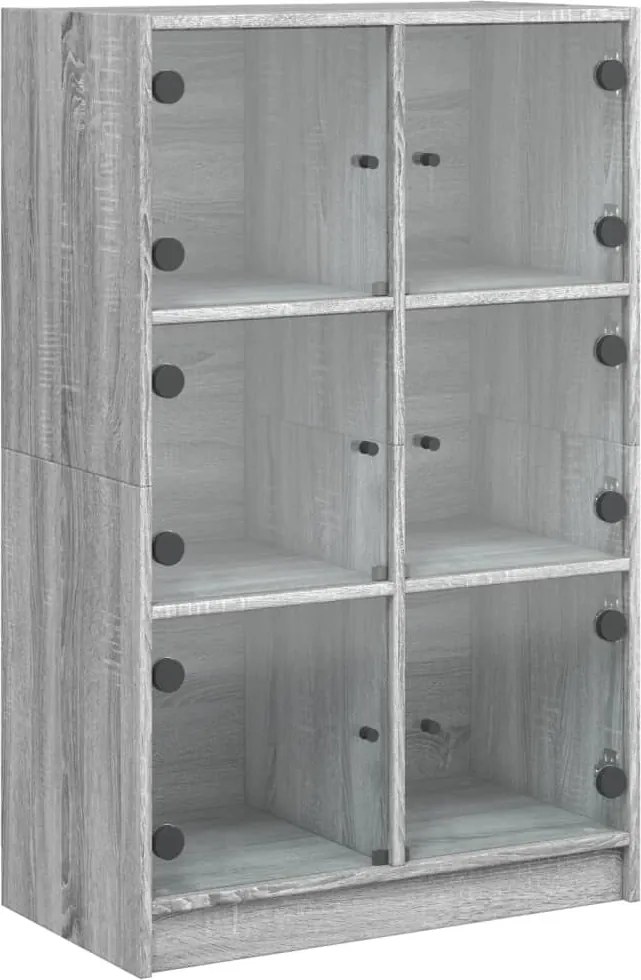 vidaXL szürke sonoma színű magasszekrény ajtókkal 68 x 37 x 109 cm