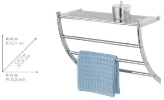 WENKO 15578100 - Törölközőtartó PESCARA 56x46 cm, fényes króm
