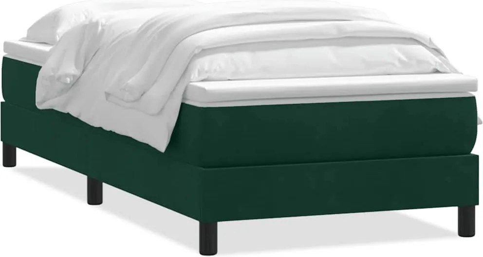 vidaXL sötétzöld bársony rugós ágy matraccal 80x220 cm