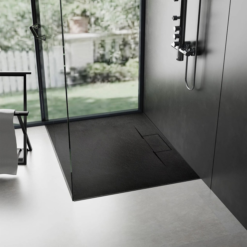 Zuhanytálca Bazalt long Black 80x120