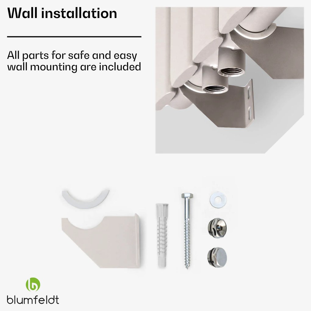 Blumfeldt Tallheo, 41 x 180, radiátor, fürdőszoba radiátor, csőradiátor, 1435 W, melegvizes, 1/2