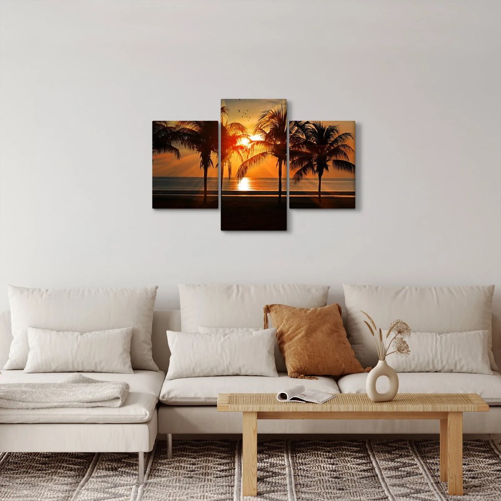 Pálmafa a naplementében képe (90x60 cm)