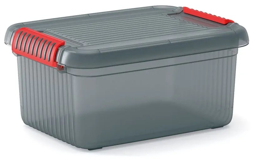 Szürke fedeles műanyag tárolódoboz 39x29x18 cm K Latch Box – KIS
